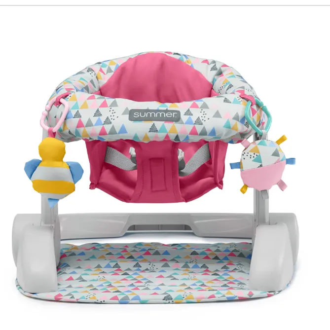 2-Position Baby Floor Seat - Grey/Pink - Image 3