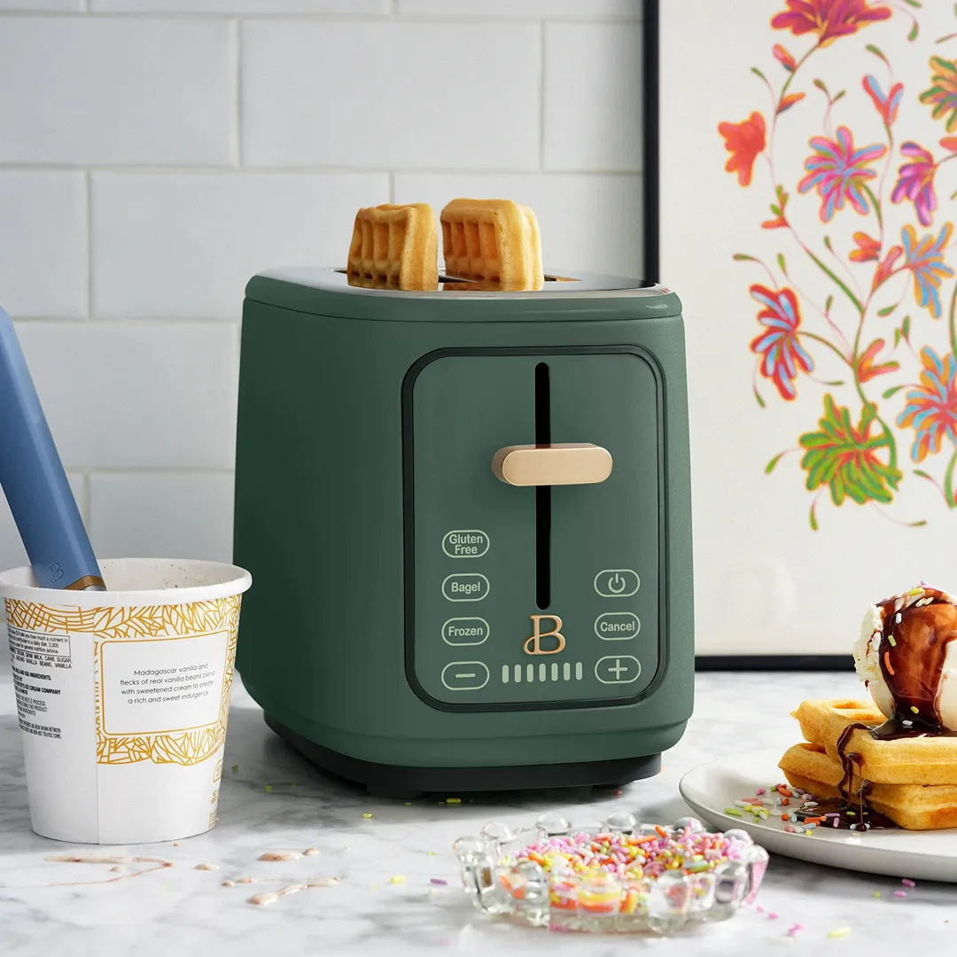 2 Slice Toaster with Touch-Activated Display, Thyme Green - Image 3