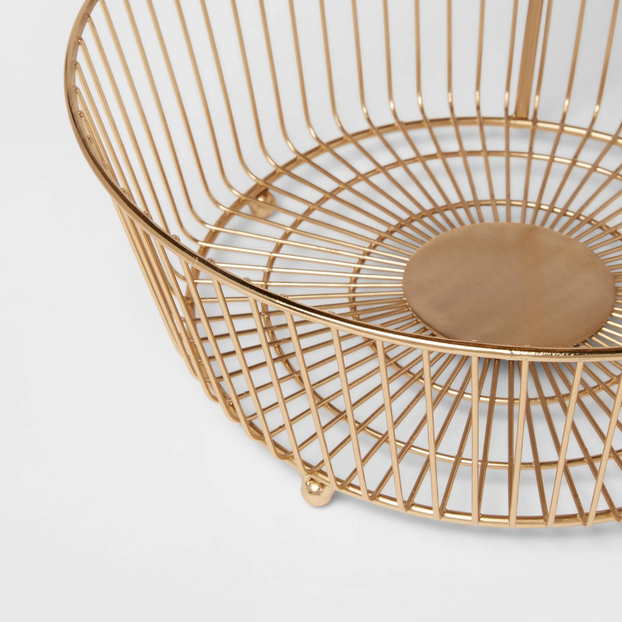 2-Tier Metal Wire Fruit Basket with Banana Hanger - Gold - Image 3