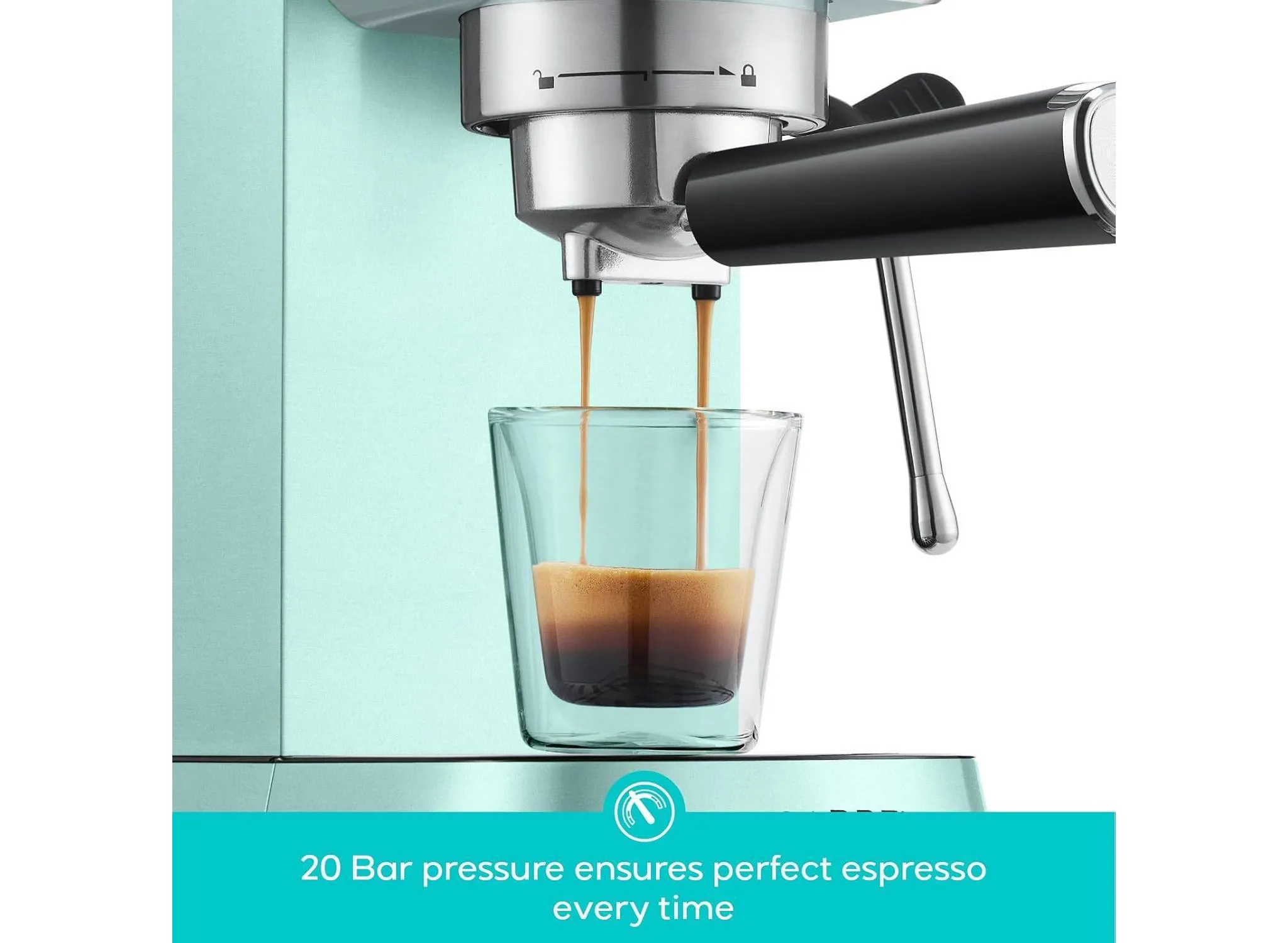 20 Bar Espresso Machine with Pressure Gauge - Pastel Green - Image 3