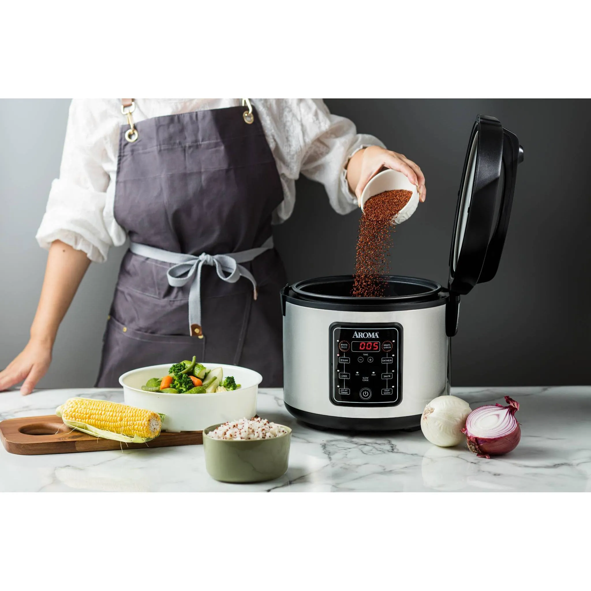 20-Cup Digital Multicooker and Rice Cooker - Stainless Steel - Image 4