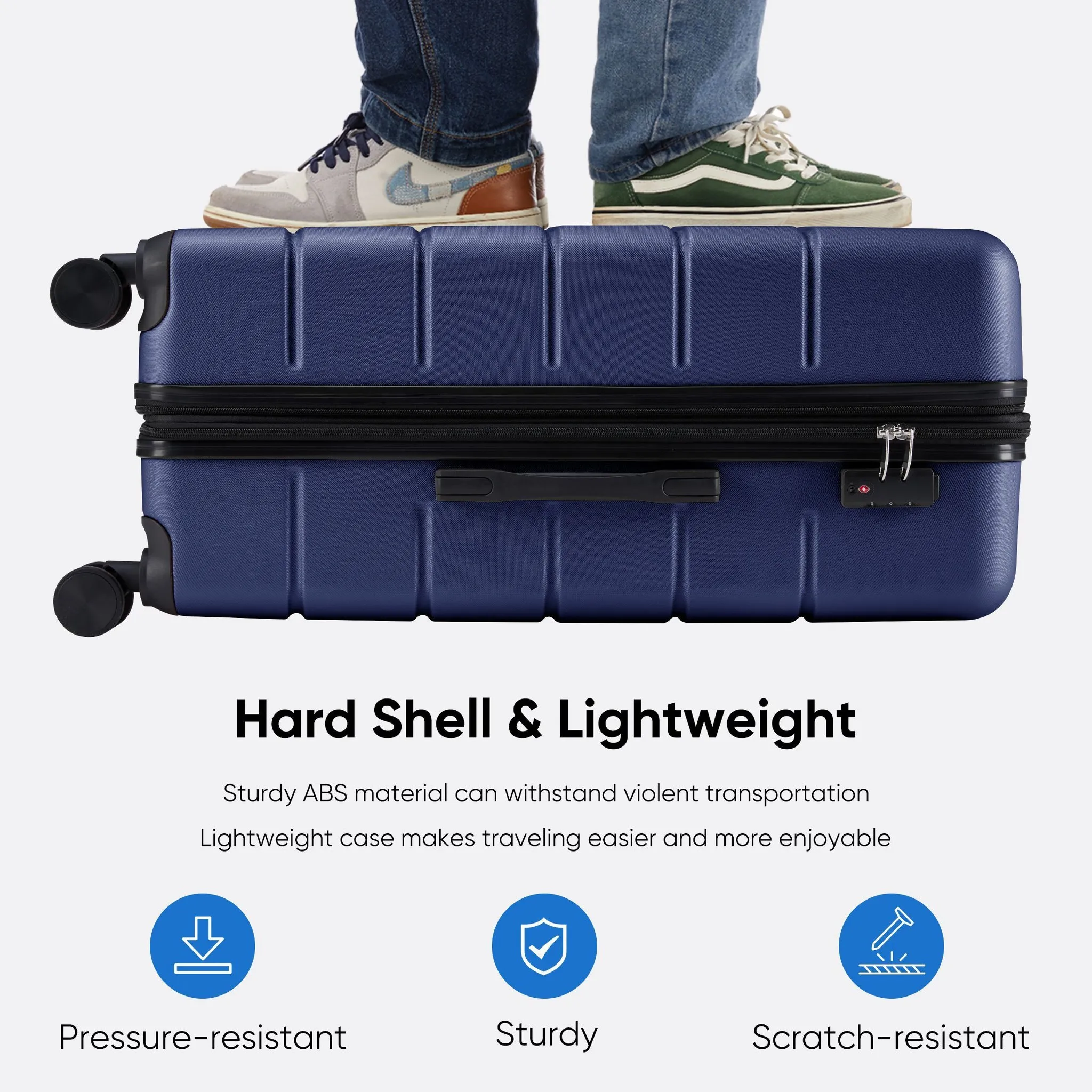 20-Inch Hard Shell Luggage with Universal Wheel - Blue - Image 2