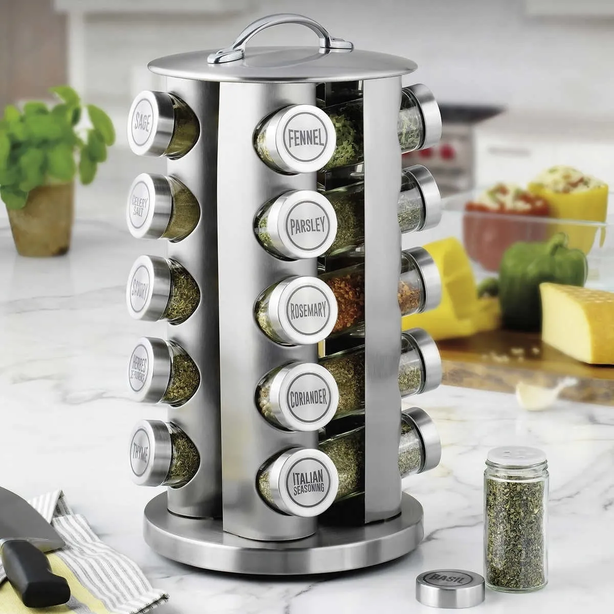 20 Jar Revolving Stainless Steel Spice Rack - Image 2