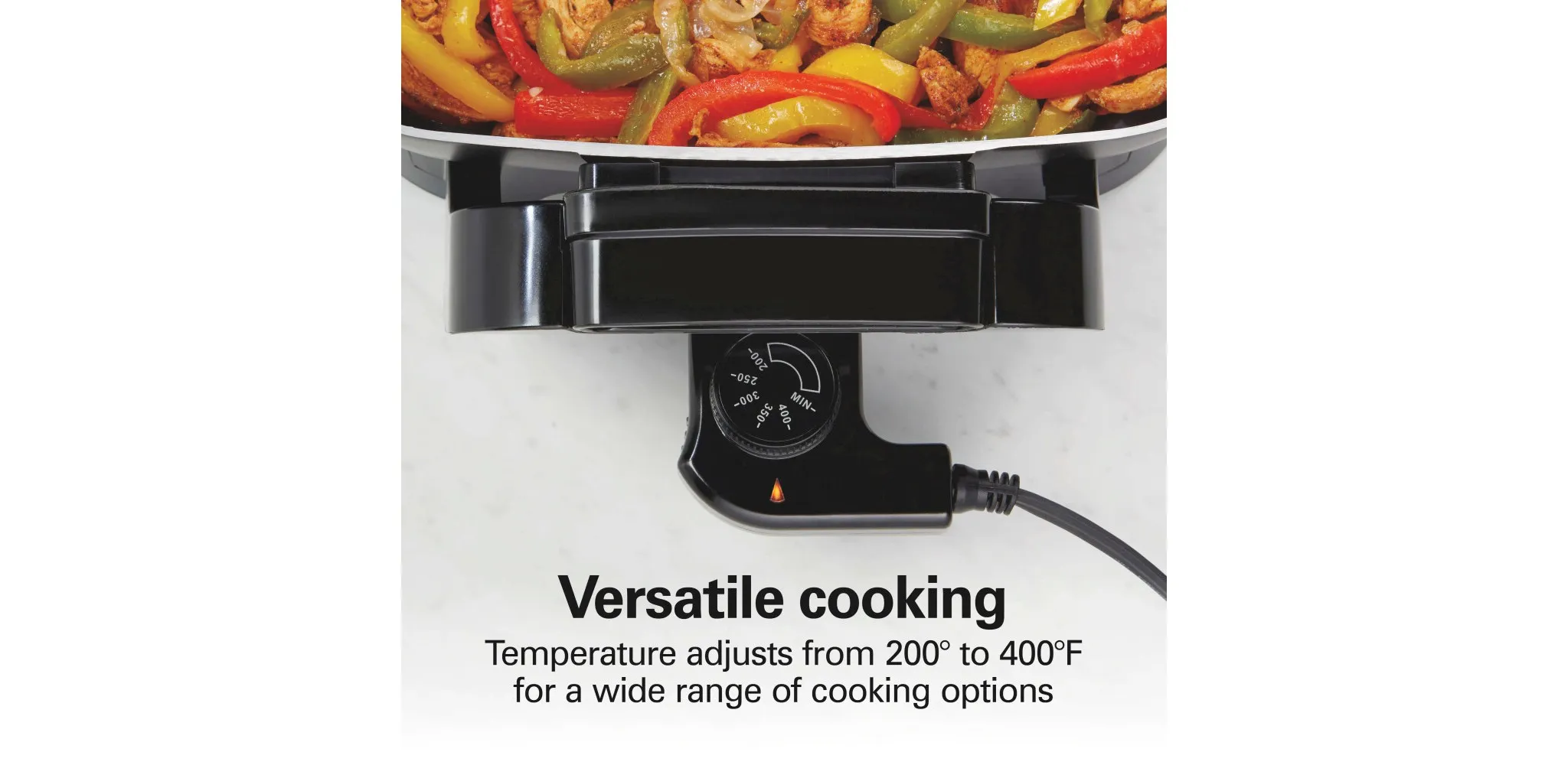 20.5" Durathon Ceramic Reversible Nonstick Skillet Black: 1500W Electric Pan - Image 2