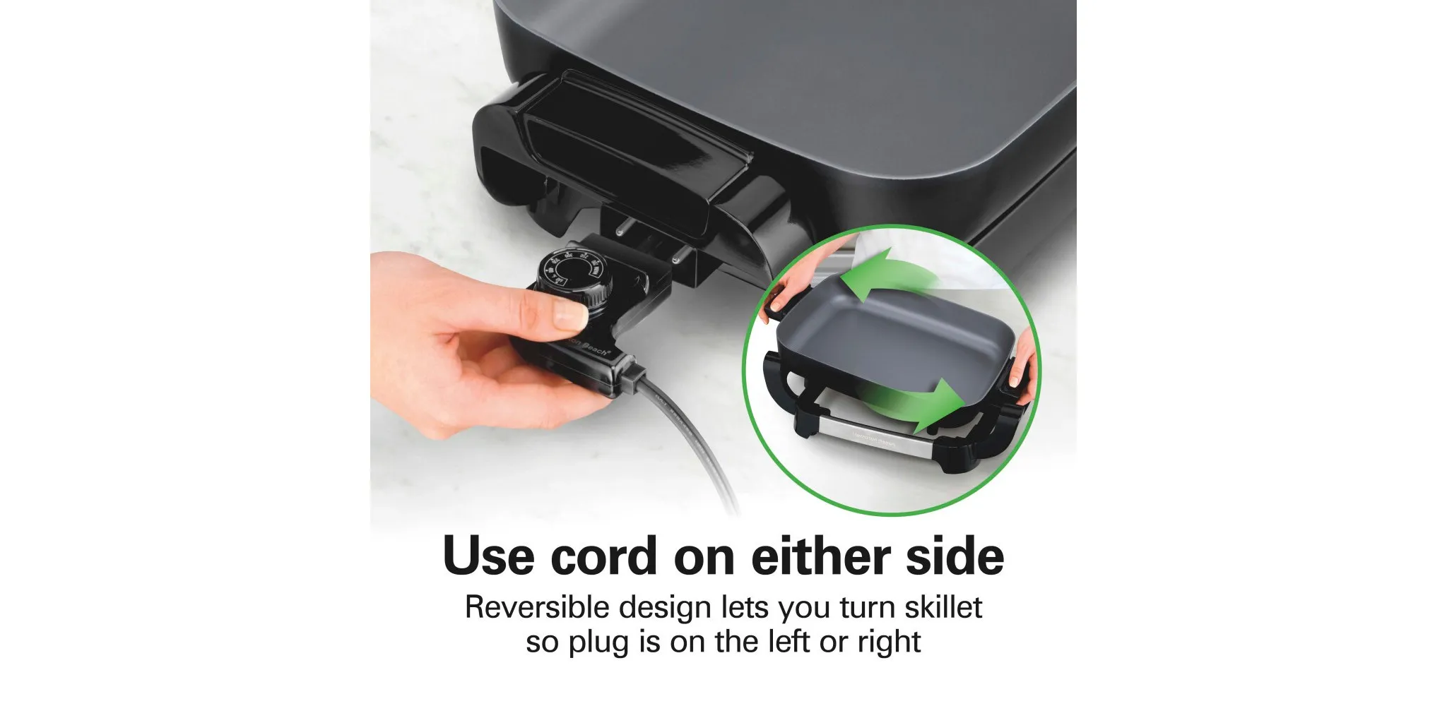 20.5" Durathon Ceramic Reversible Nonstick Skillet Black: 1500W Electric Pan - Image 3