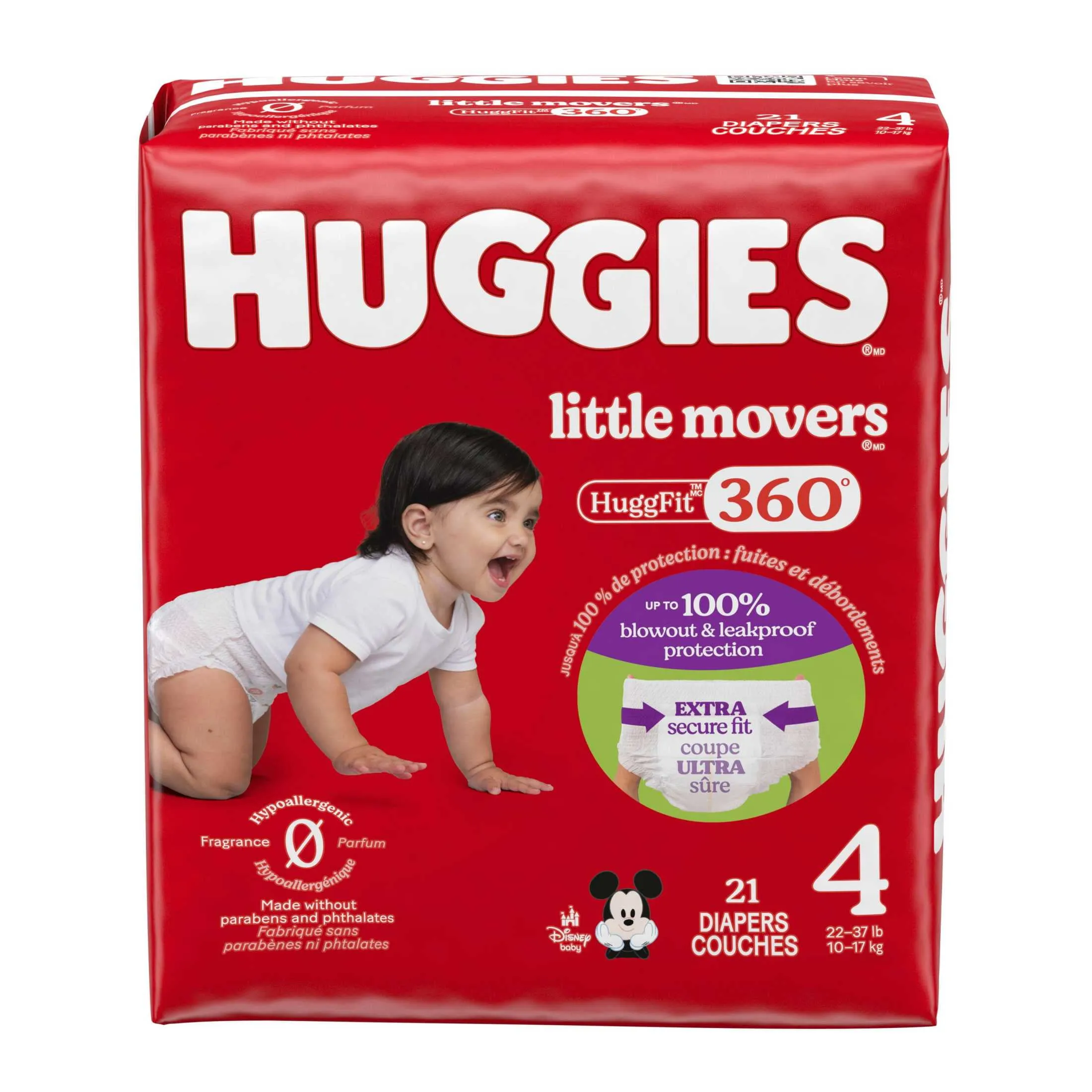 21ct HuggFit 360° Baby Diapers with 360° Waistband - Size 4 (22-37 lbs)