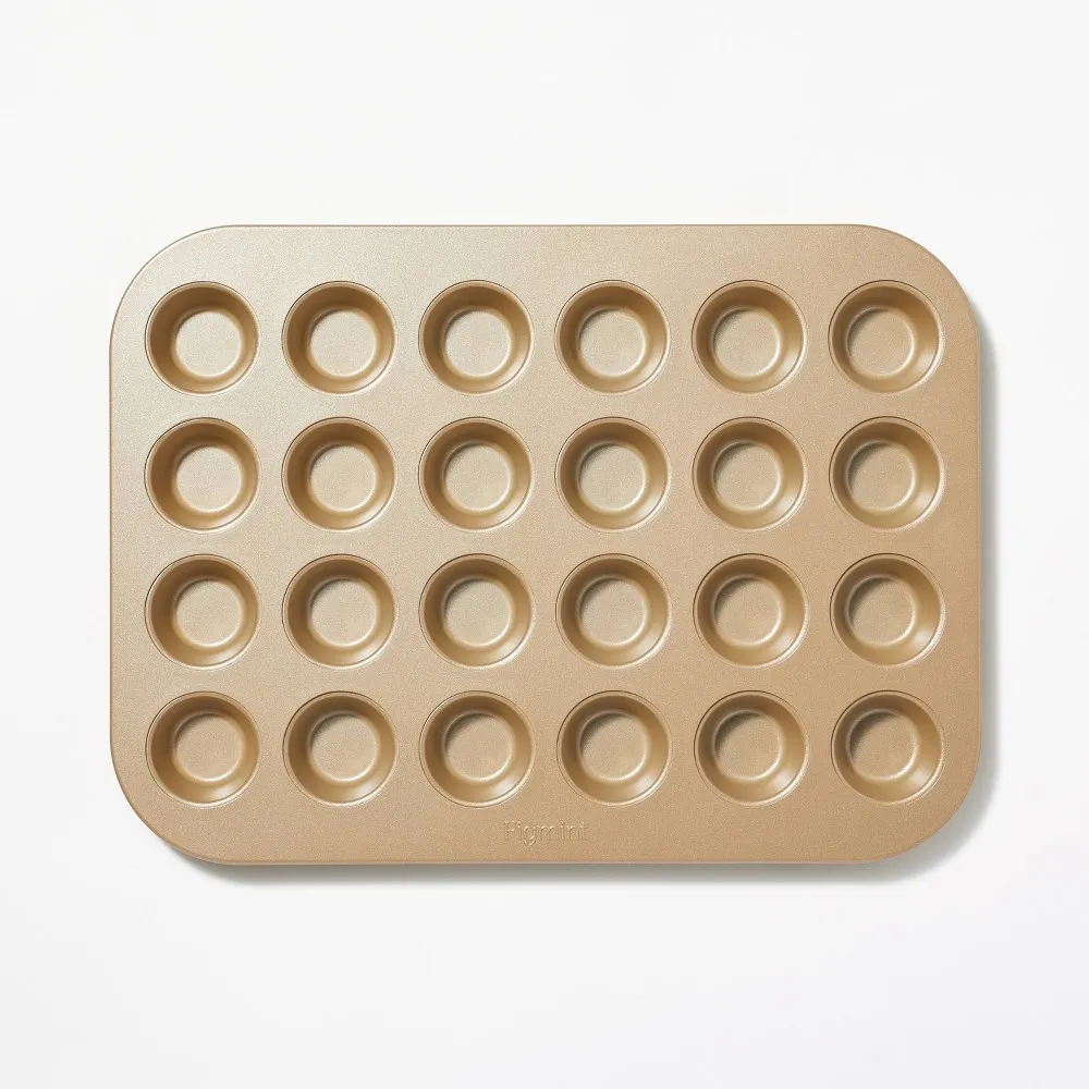 24ct Nonstick Aluminized Steel Mini Muffin Baking Pan - Gold - Image 4