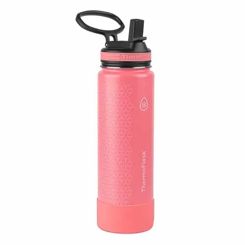 24oz Insulated Water Bottles - White / Coral - Image 3