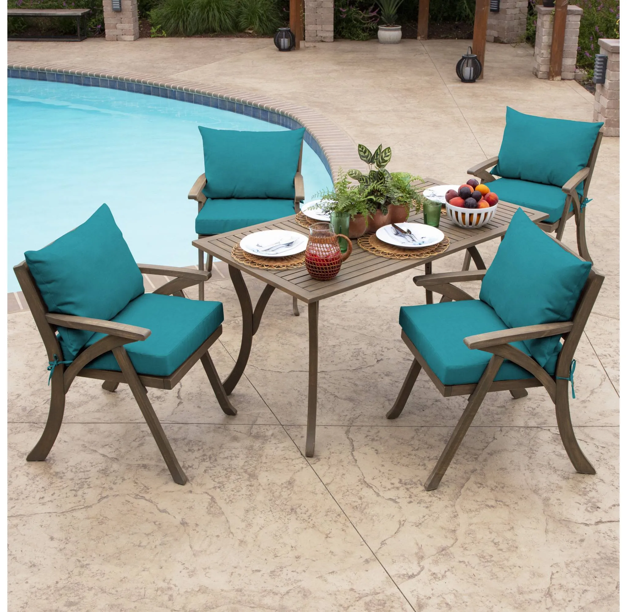 Outdoor Dining Chair Cushion Set - Blue - Image 3