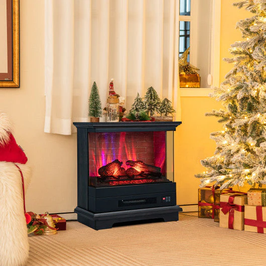 27 Inch Freestanding Fireplace With Remote Control-Black - Image 2