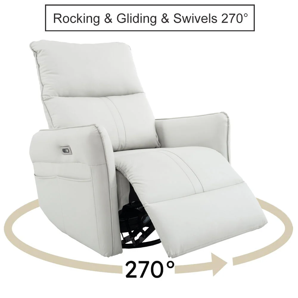 29.92" 270 Power Swivel Rocker Recliner Chair, Electric Glider Reclining Sofa With USB Ports, Power Swivel Glider, Rocking Chair Nursery Recliners for Living Room Bedroom - Image 4