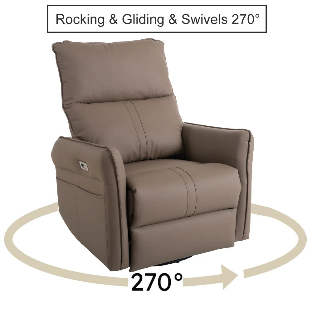 29.92" 270 Power Swivel Rocker Recliner Chair, Electric Glider Reclining Sofa With USB Ports, Power Swivel Glider, Rocking Chair Nursery Recliners for Living Room Bedroom - Image 7