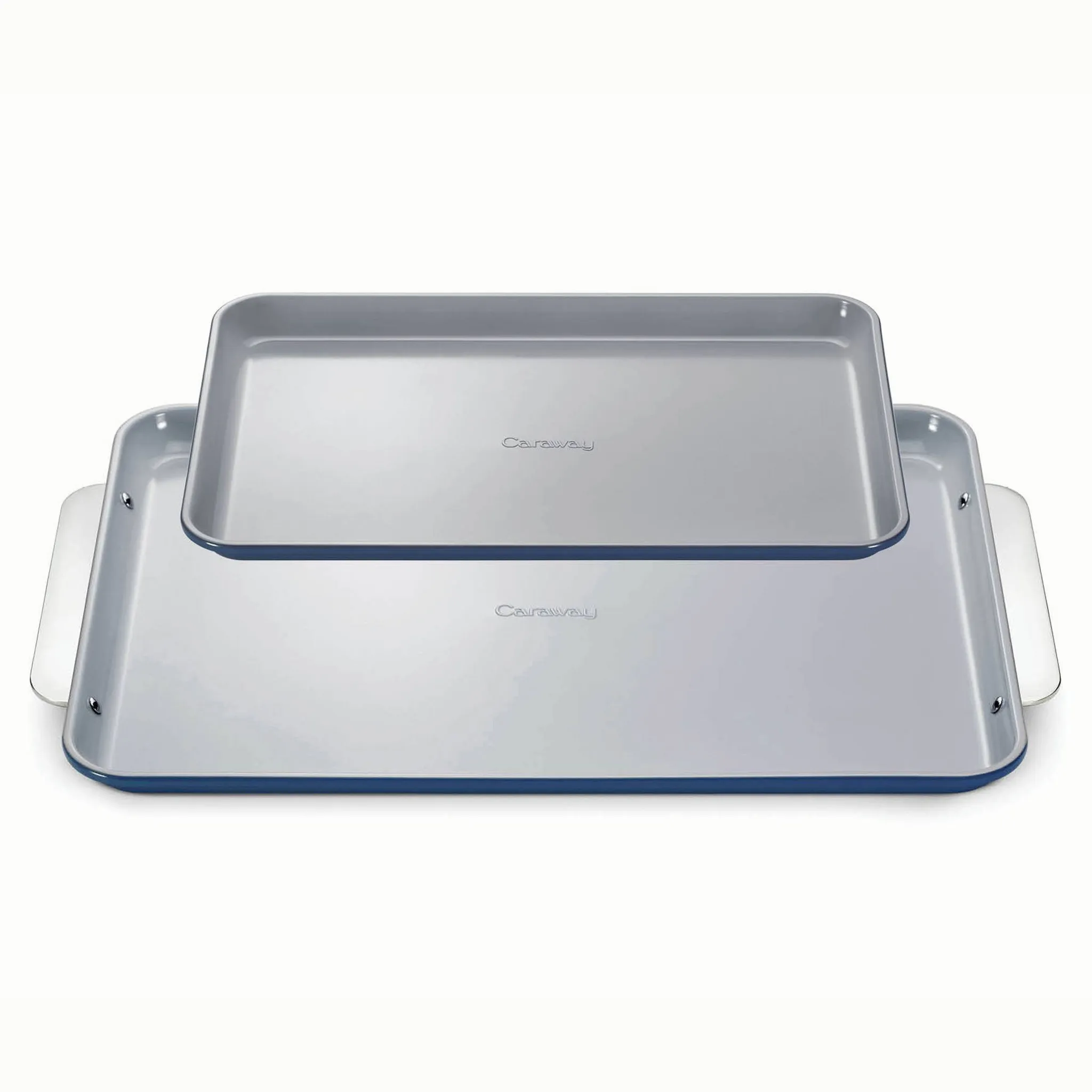 2pc Duo Baking Sheet Set Navy Blue: Nonstick Bakeware Set with Cookie Sheets, Hand Wash, 1-Year Warranty