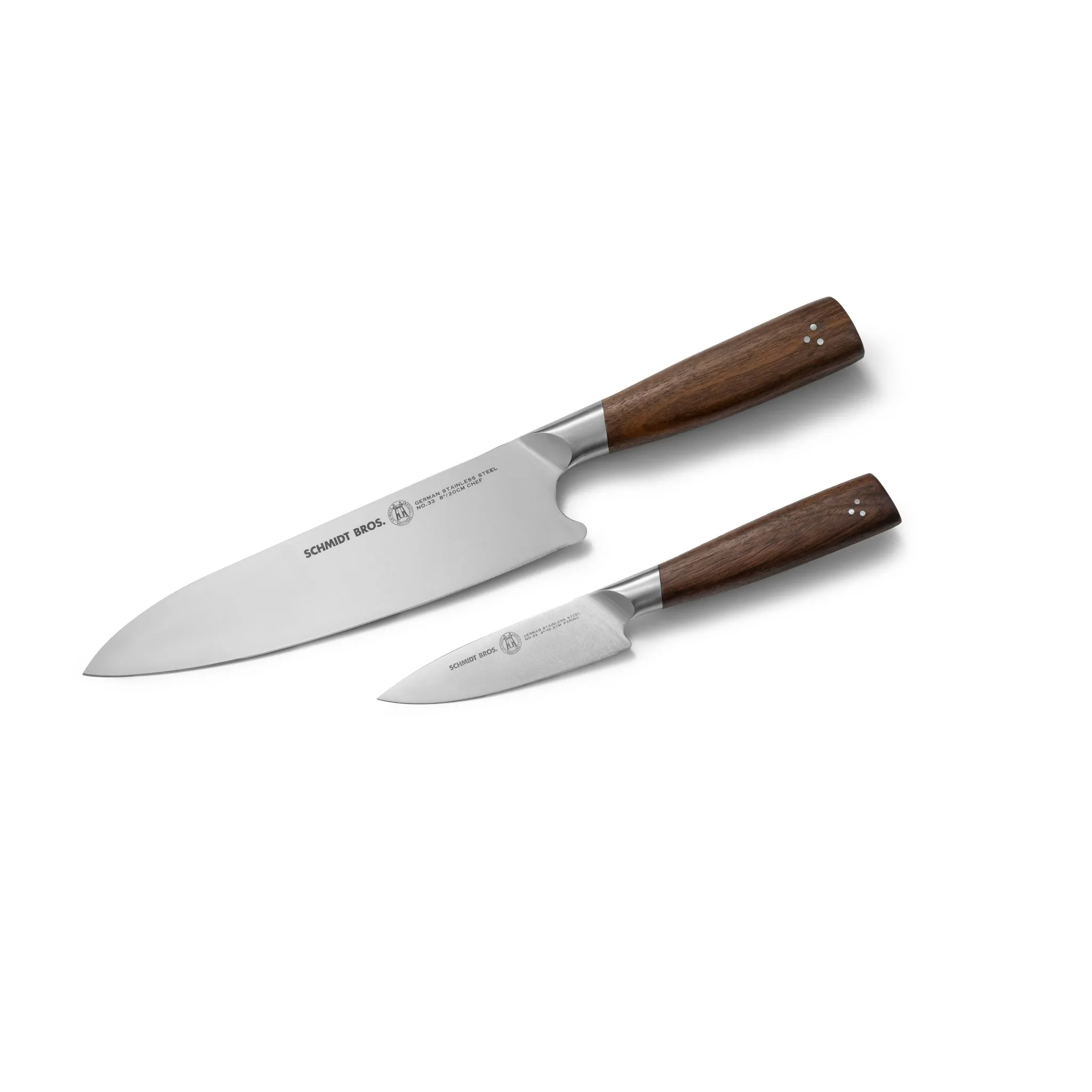 2pc Prep Knife Set Delta: Stainless Steel Blades, Wood Handles, Hand Wash, Lifetime Warranty