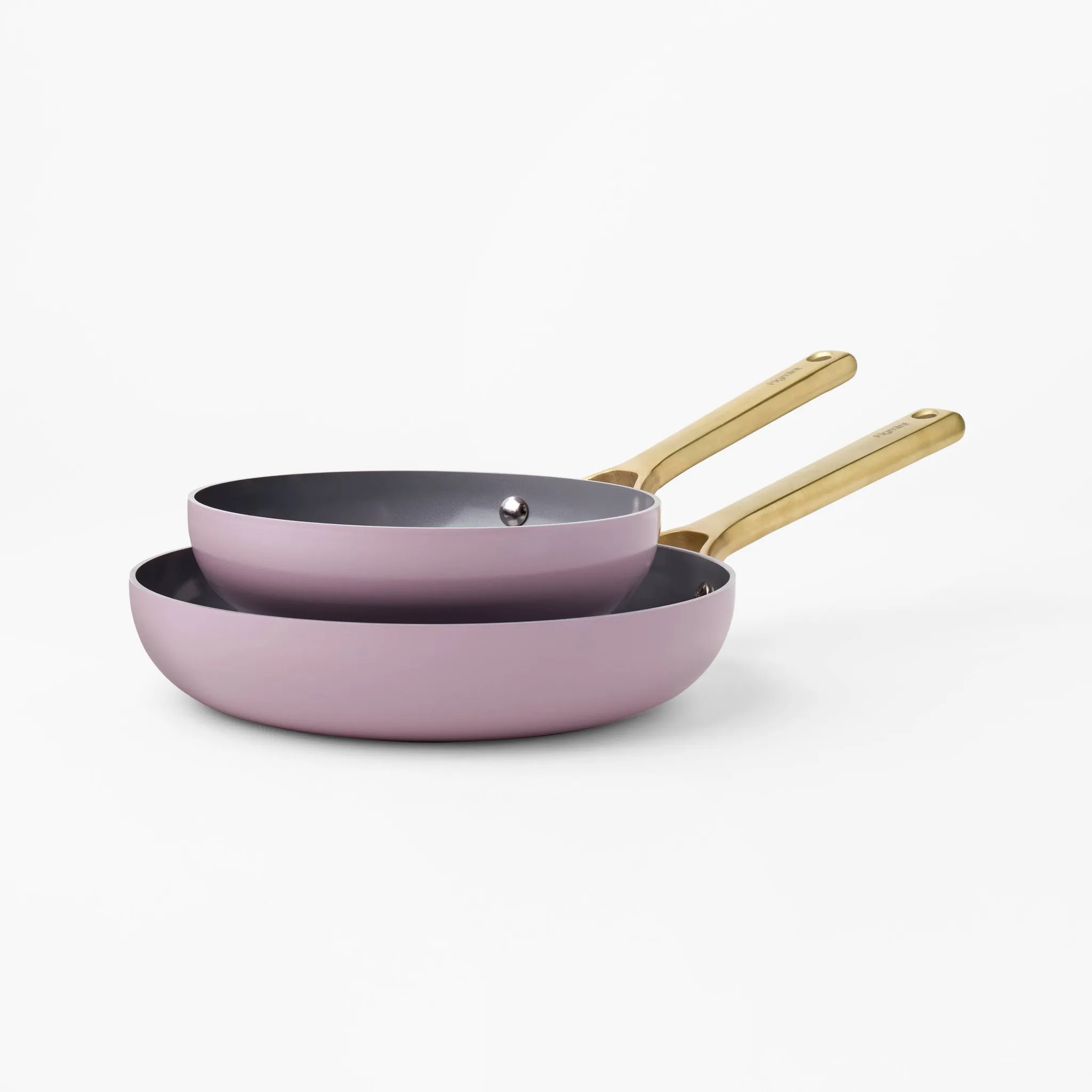 2pk Nonstick Ceramic Coated Aluminum Frying Pan Set with Champagne Handles Lavender - ™ - Image 5