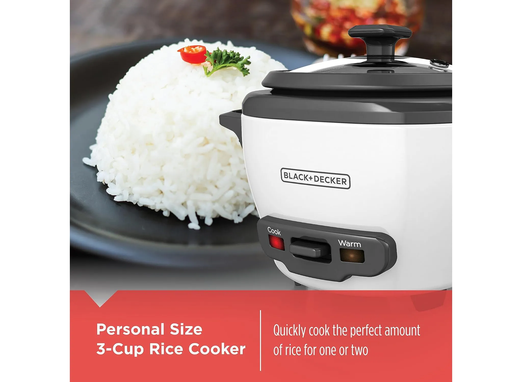 3-Cup Rice Cooker - Black - Image 5
