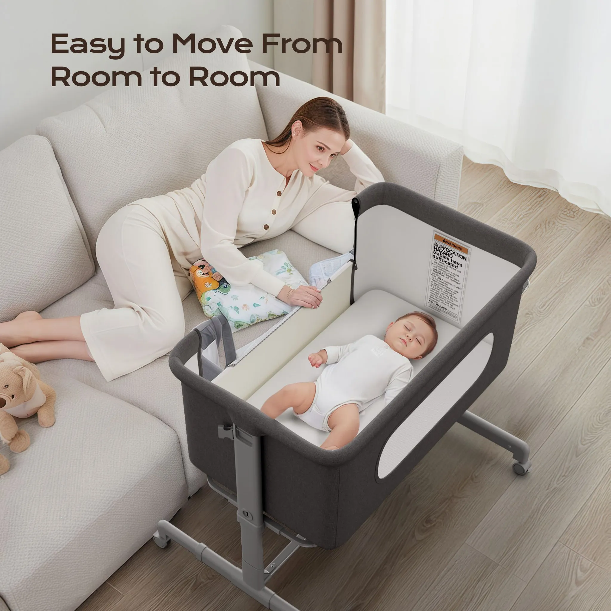 3-in-1 Baby Bassinet - Gray - Image 3