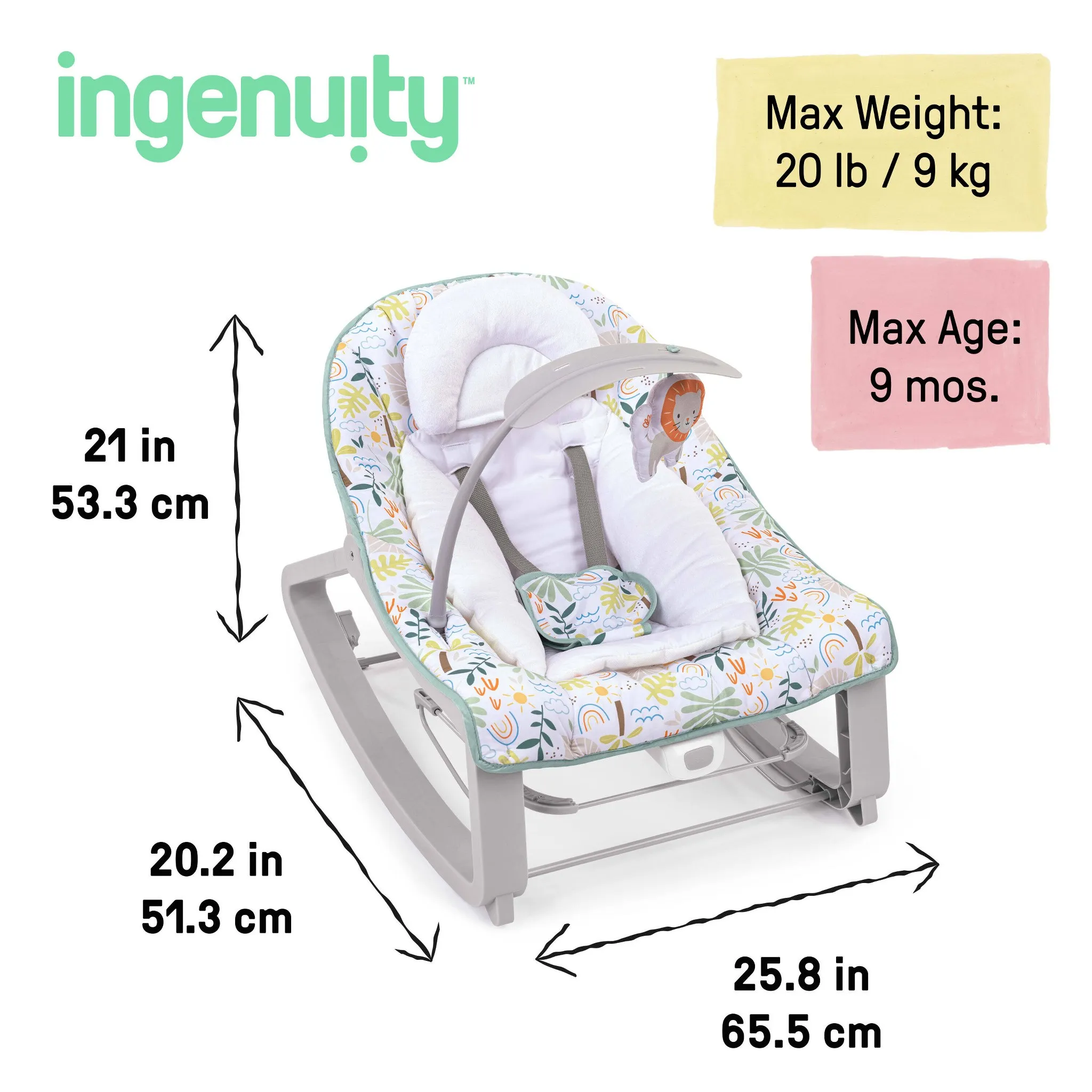 Keep Cozy 3-in-1 Grow with Me Baby Bouncer Rocker & Toddler Seat - Isle of Palms - Image 6