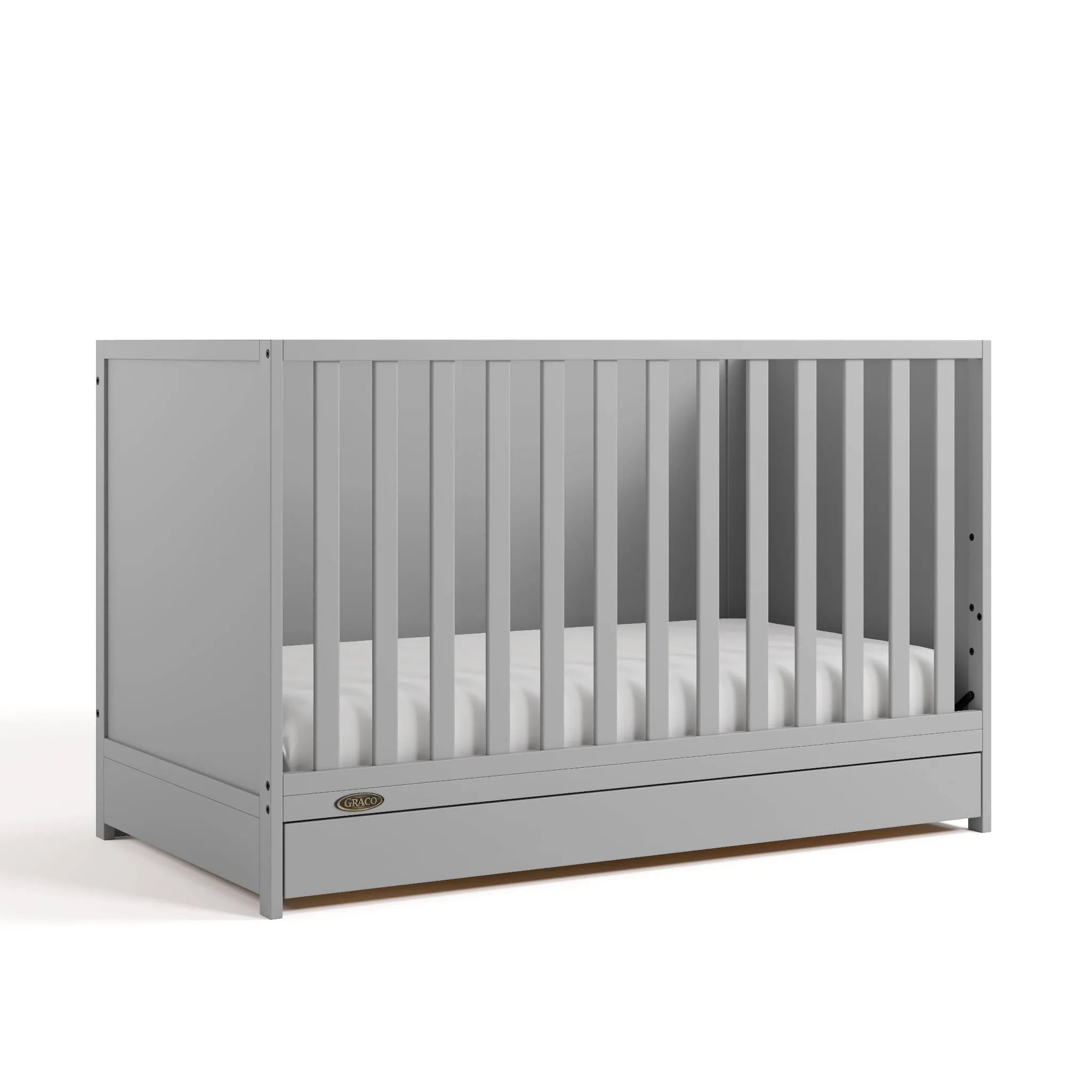 3-in-1 Convertible Crib with Drawer - Pebble Gray