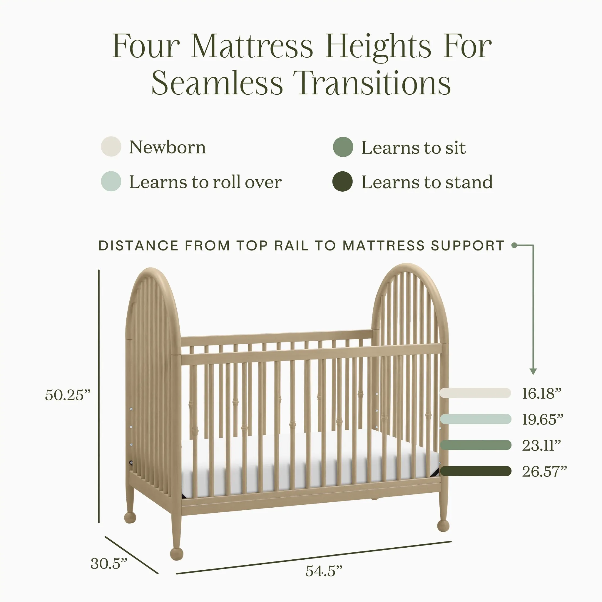3-in-1 Convertible Spindle Crib - Natural Walnut - Image 3
