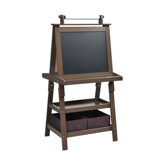 3 in 1 Double-Sided Storage Art Easel-Brown - Image 6