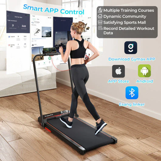 3 in 1 Folding Treadmill With Remote Control and LED Display-Red - Image 8