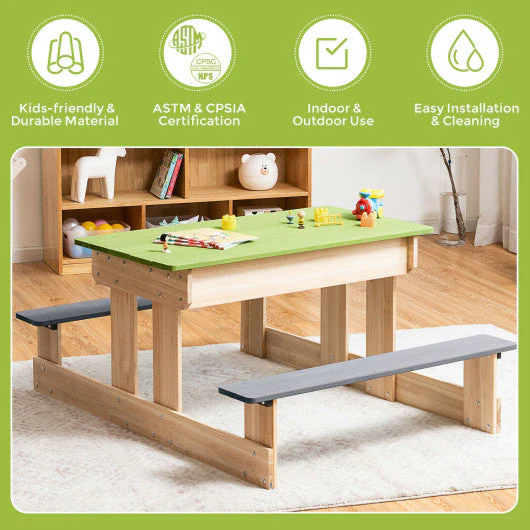 3-in-1 Outdoor Wooden Kids Water Sand Table With Play Boxes - Image 5