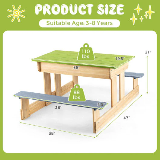 3-in-1 Outdoor Wooden Kids Water Sand Table With Play Boxes - Image 6