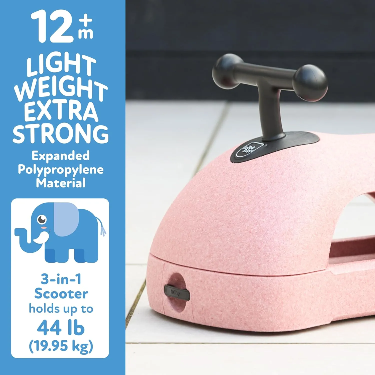 3-in-1 Scooter for Kids - Walker, Scooter & Caster Board - Pink - Image 5