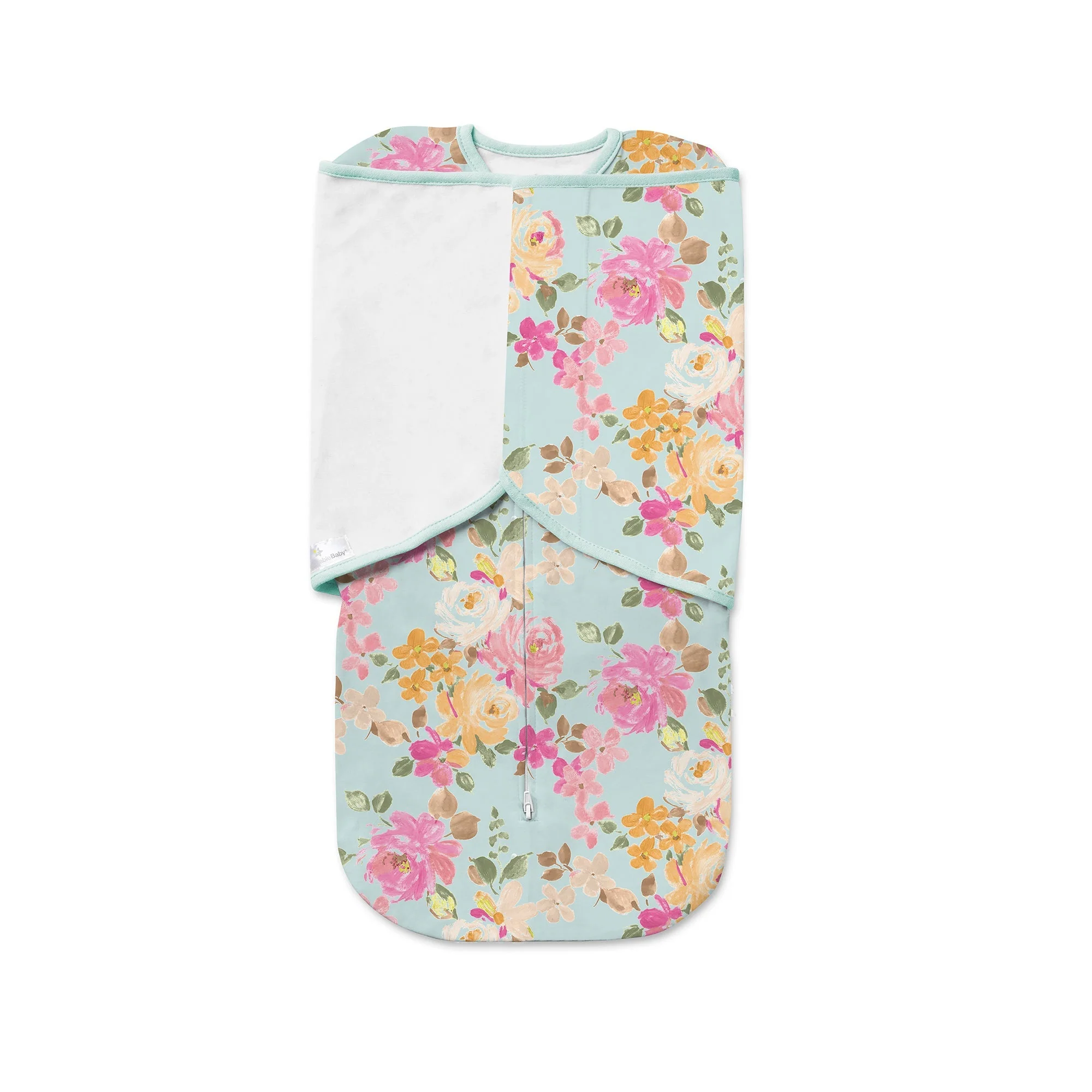 3-in-1 Swaddle Trio — Watercolor Bloom Aqua — Premium Activewear Jersey Knit — Arms Up, Arms Down, Arms Out