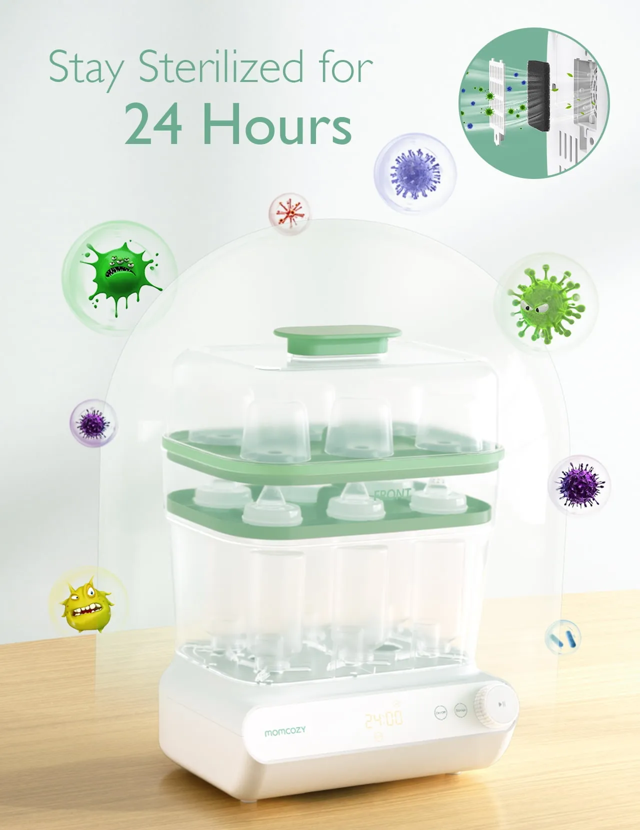 3-Layer Fast Bottle Sterilizer - Green - Image 7