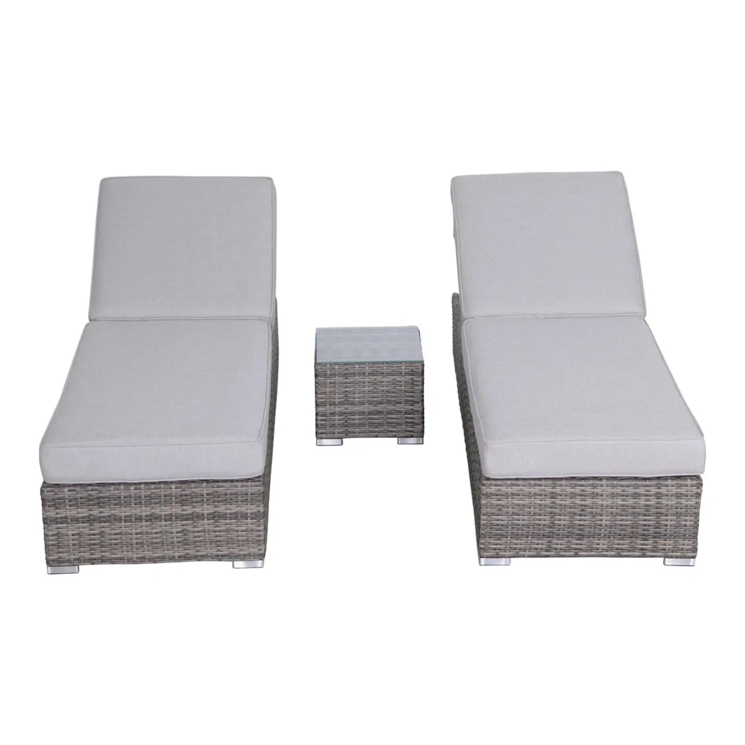 3 Piece Chaise Lounge Set With Adjustable Reclining - Gray Mix - Image 4
