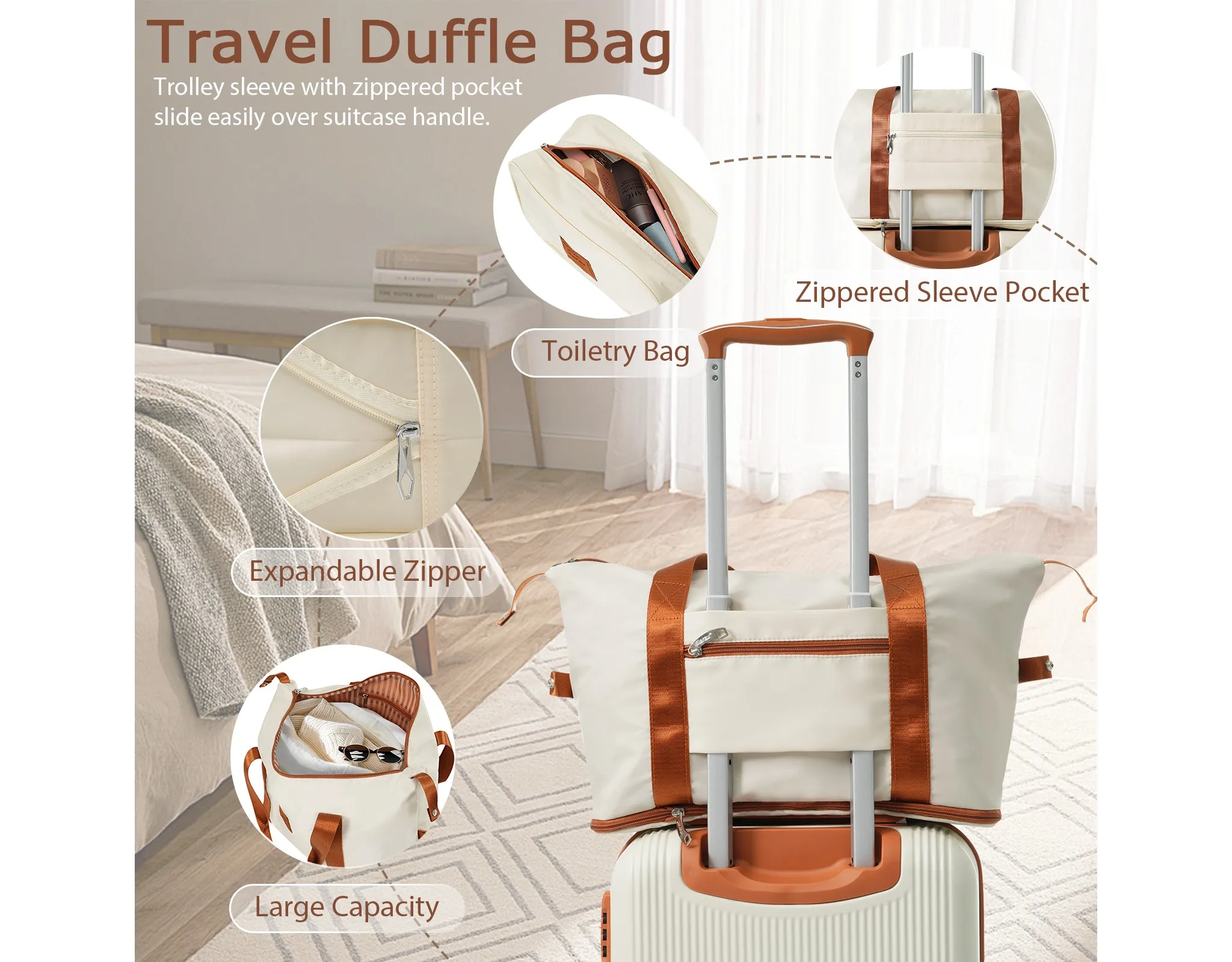 3-Piece Lightweight Hard Shell Carry-On Luggage Set - White - Image 4