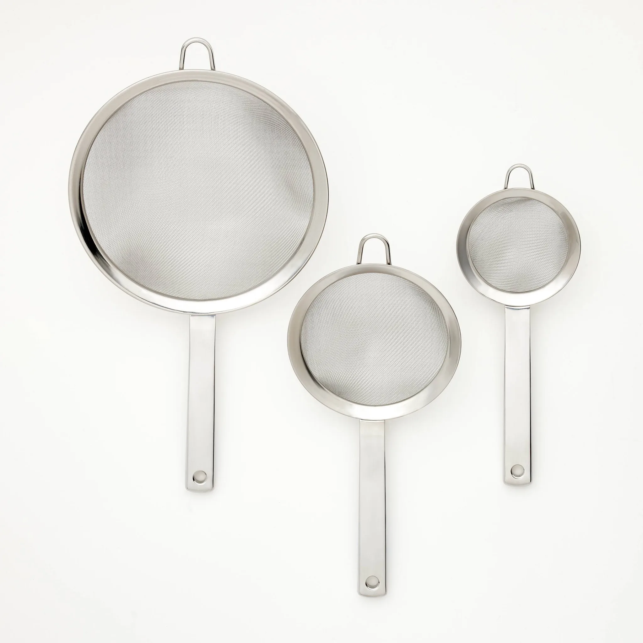 3-Piece Stainless Steel Mesh Strainer Set - Silver