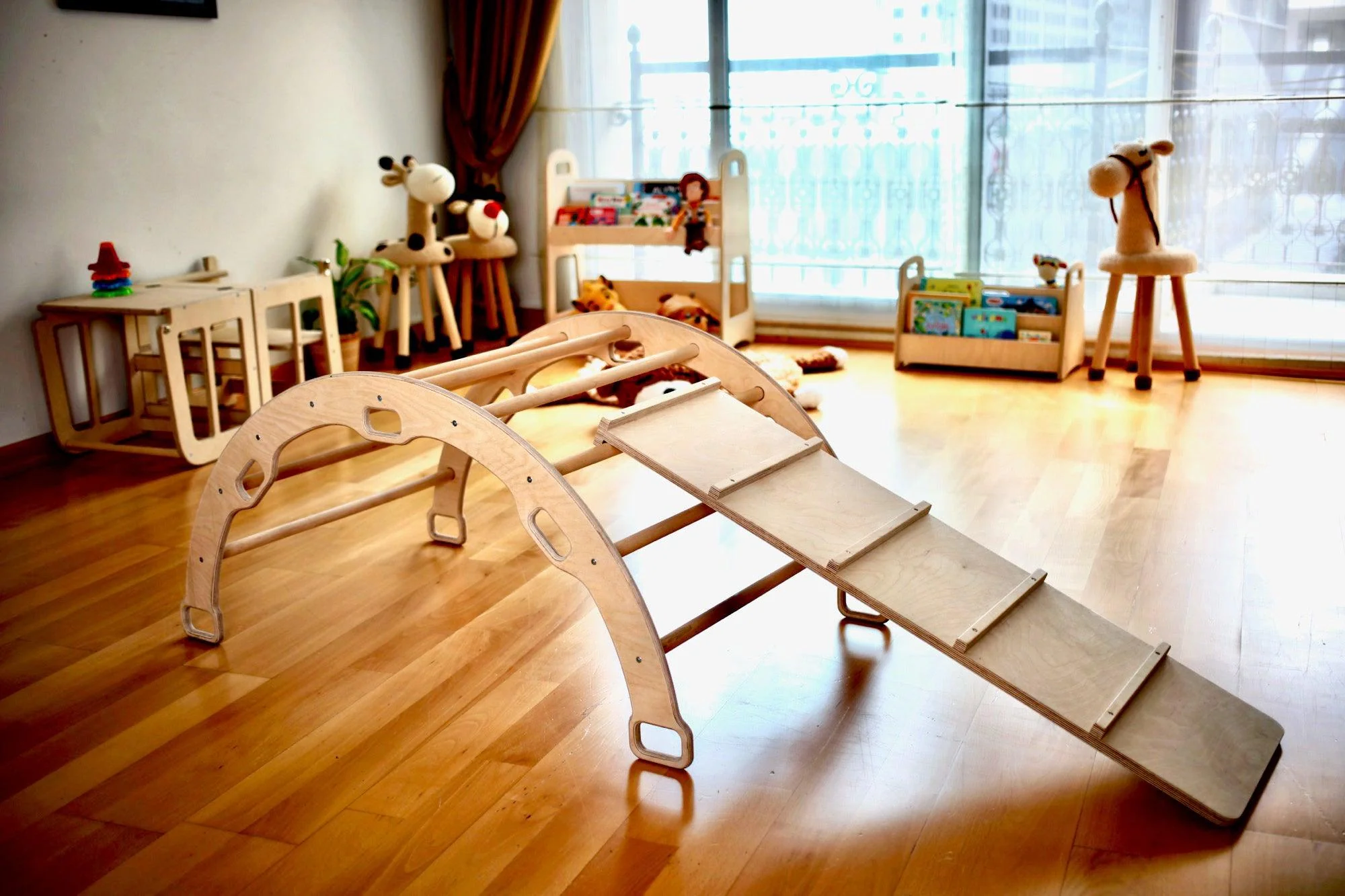 Montessori Climbing Set (3 Pieces)| Pikler Triangle, Climbing Arch & Ramp - Image 21