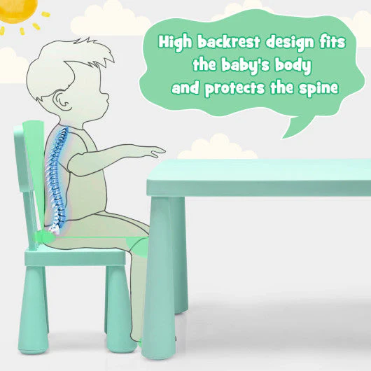 3 Pieces Toddler Multi Activity Play Dining Study Kids Table and Chair Set-Green - Image 4