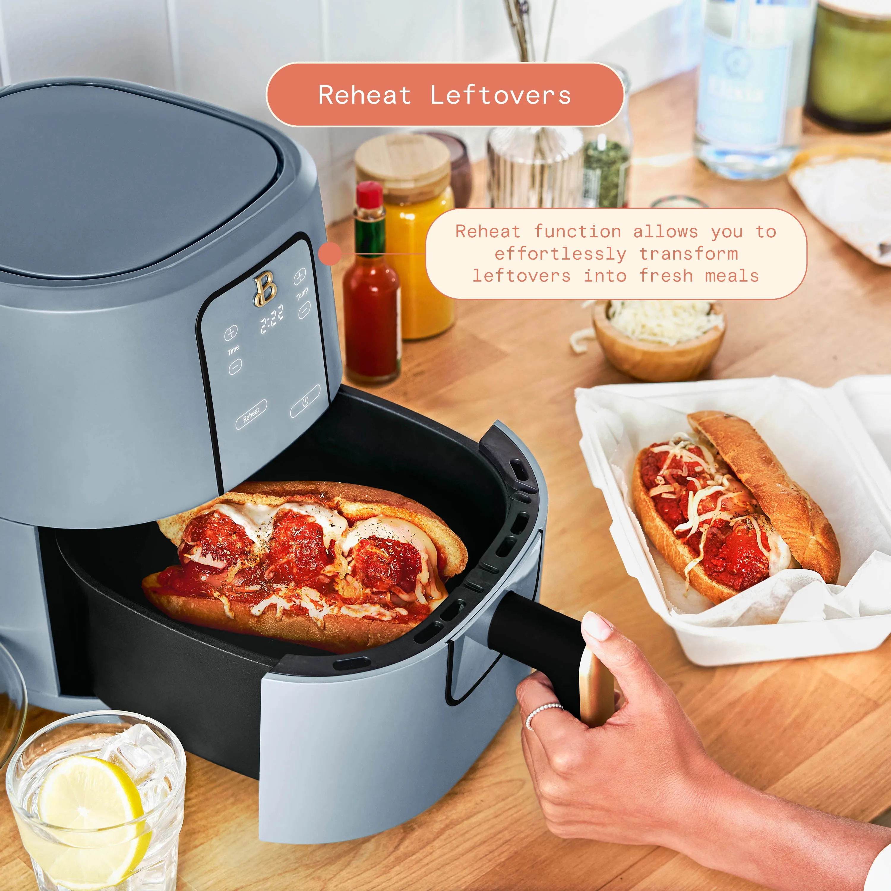 3 Qt Digital Air Fryer with TurboCrisp Technology - Blue - Image 4