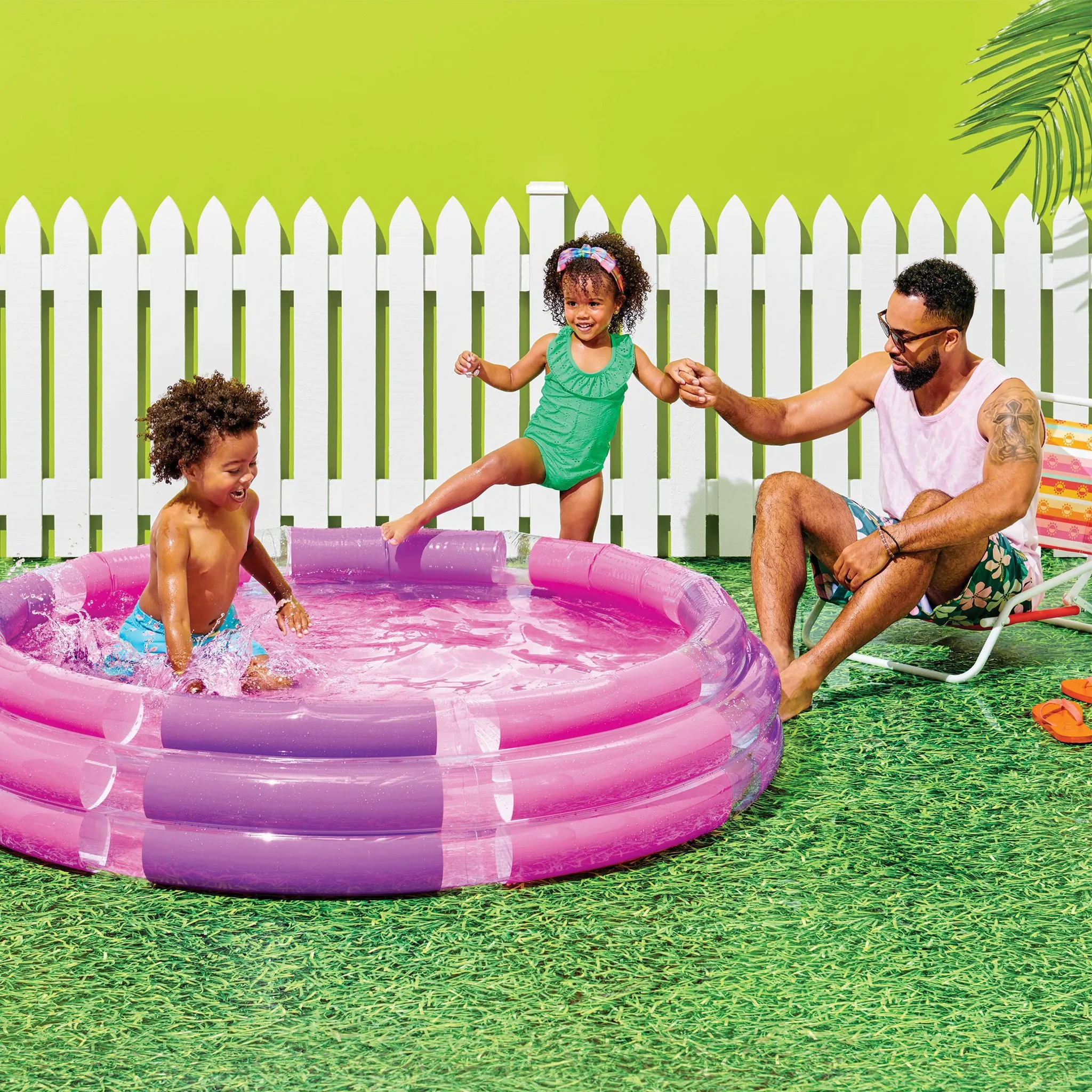 3 Ring Pool - Pink: Inflatable Water Park for Kids - Image 2