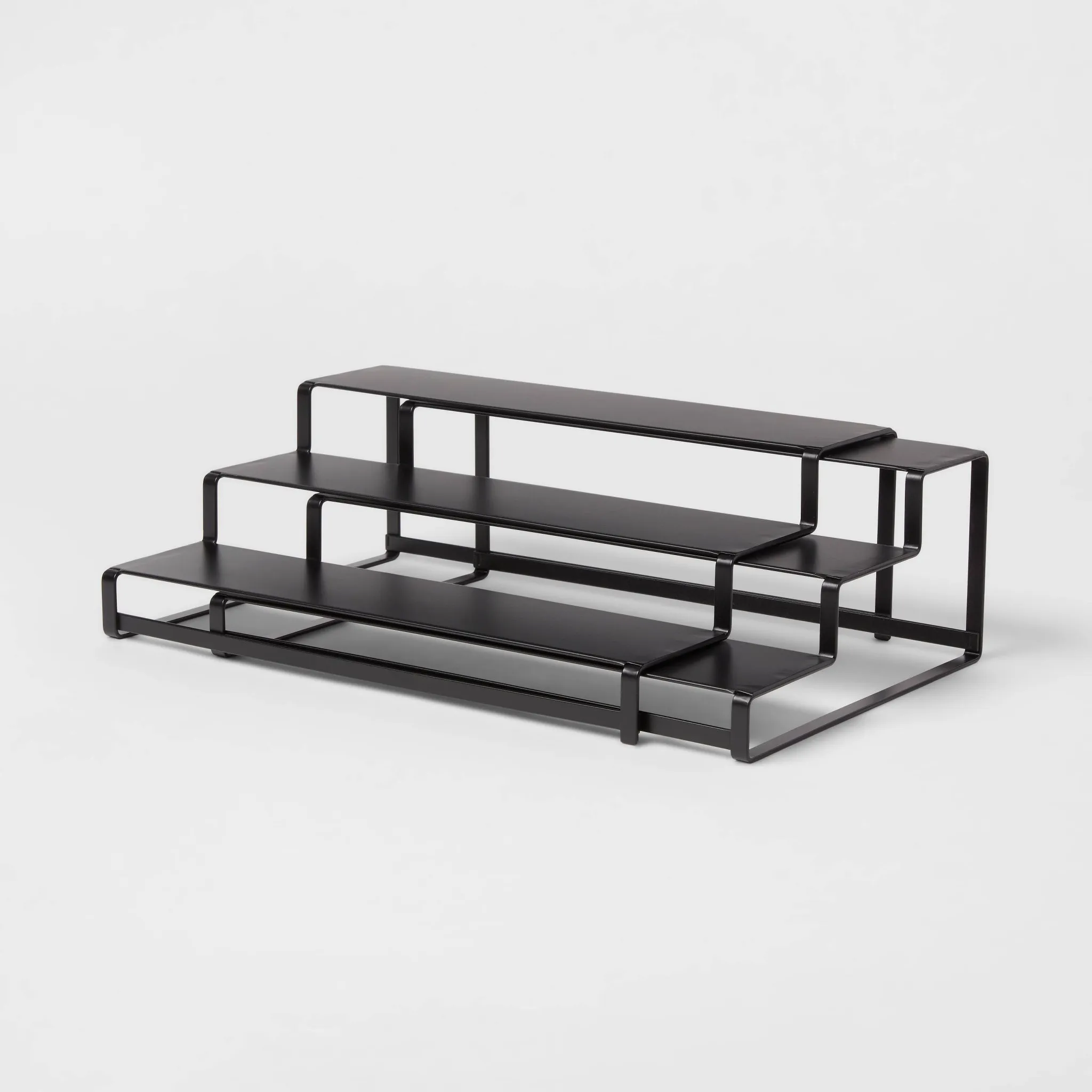 3-Tier Metal Expandable Spice Rack with Powder Coated Finish Black