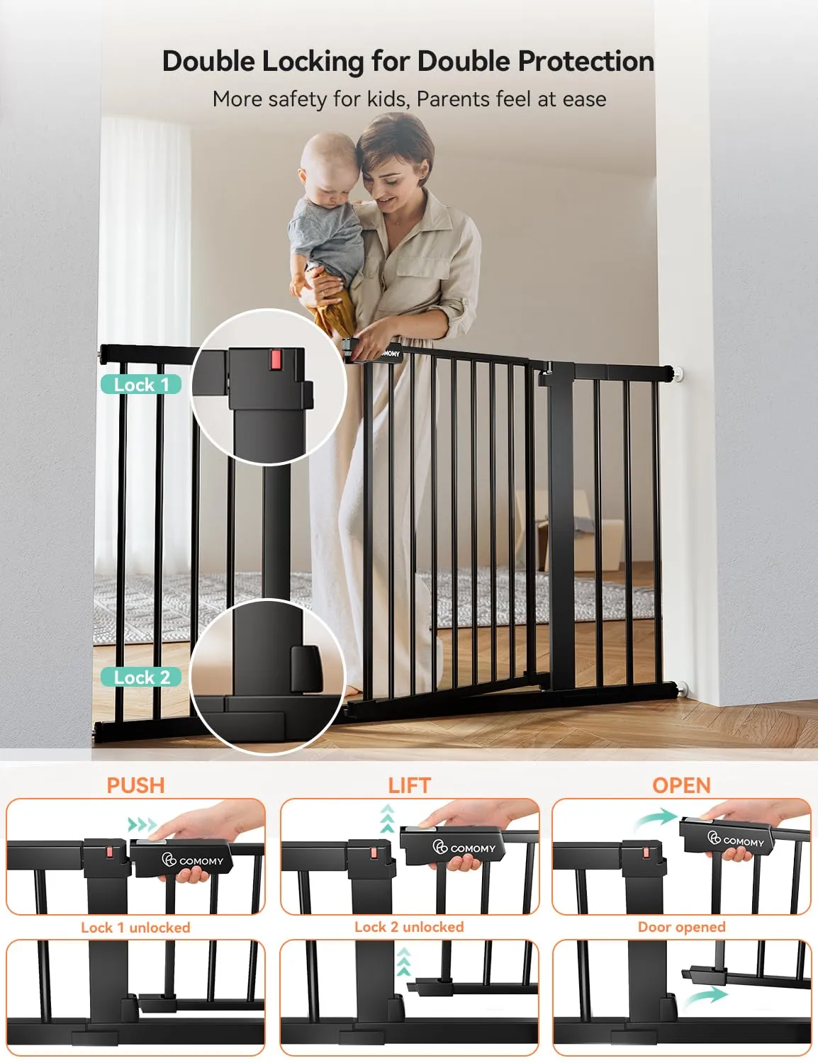 30" Tall Baby Gate - Black - Image 4