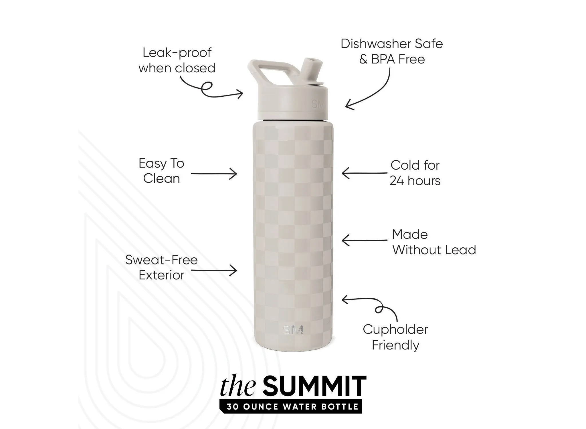 30oz Summit Checkmate Water Bottle Tan - Image 2