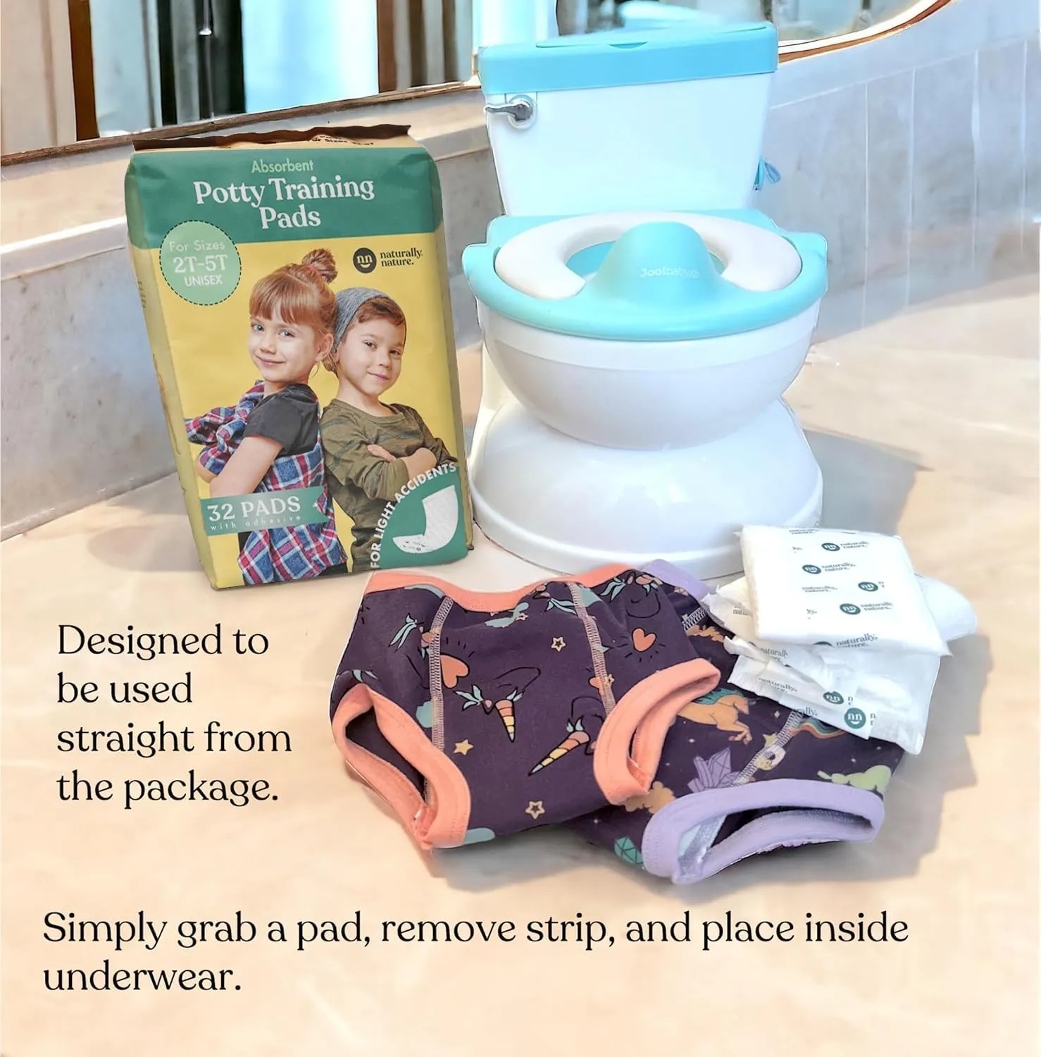 32 Ct Potty Training Diaper Booster Pads Size 2T-5T (22-35lbs) - White - Image 6