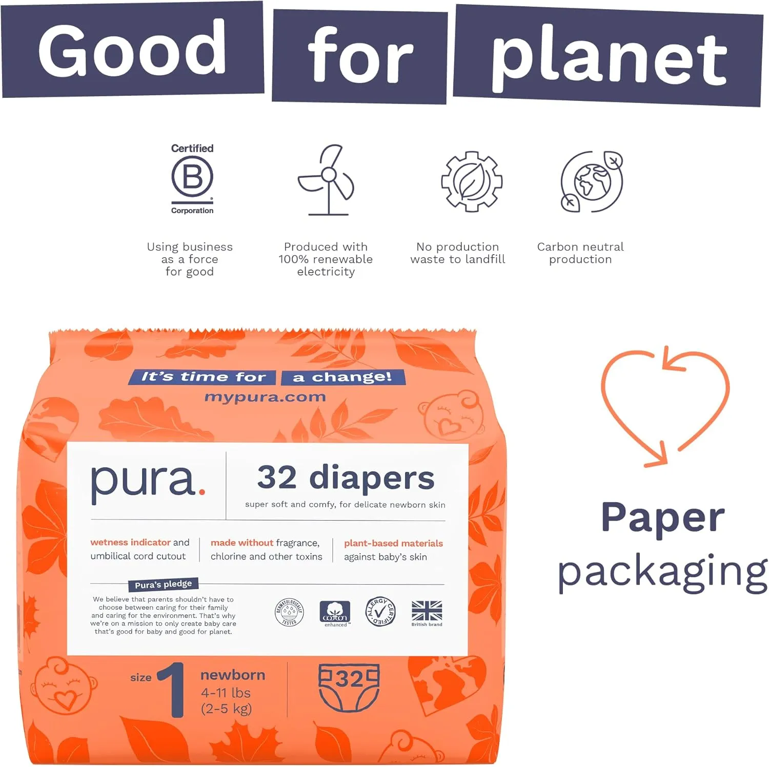 32ct Hypoallergenic Diapers Size 1 (4-11 lbs) - White - Image 4