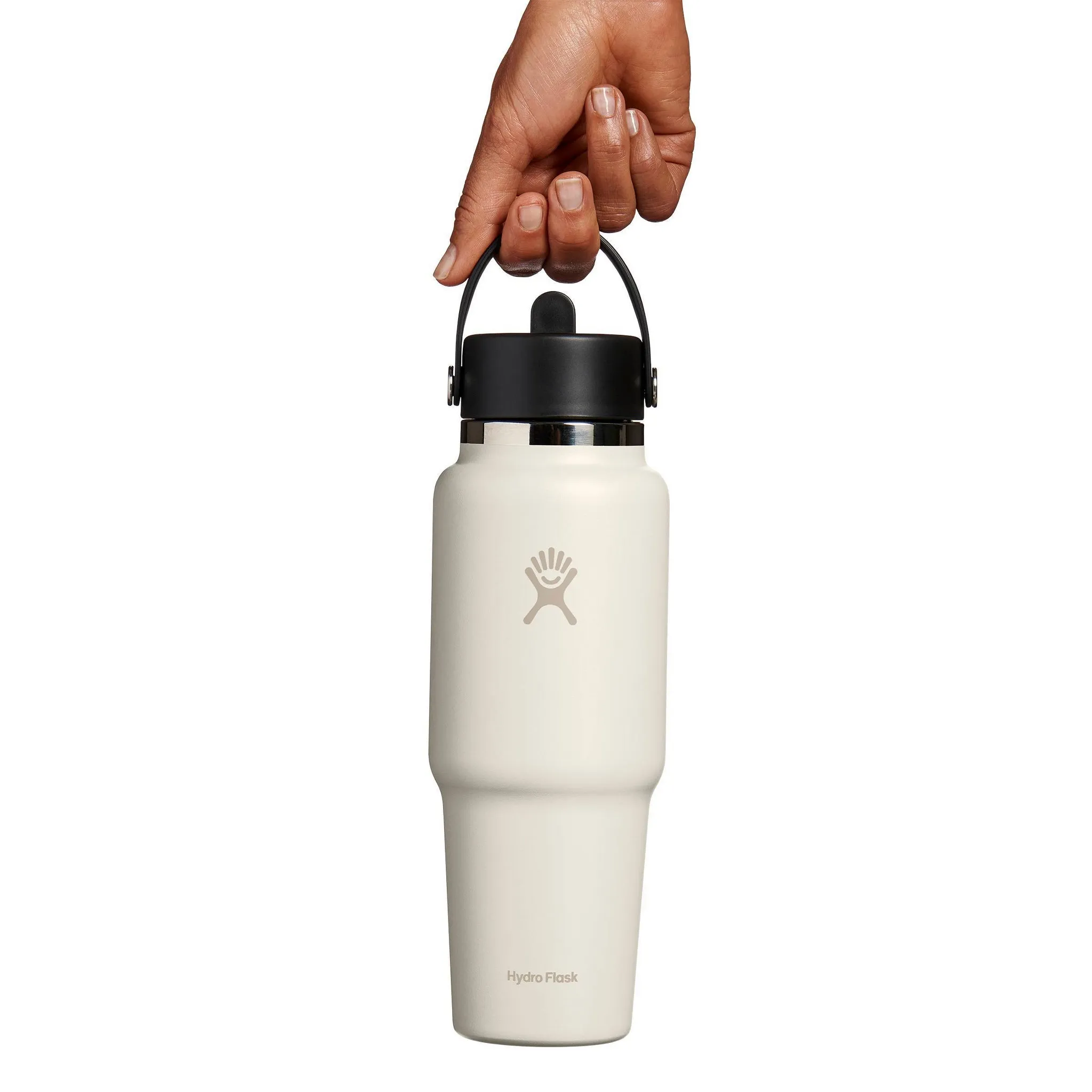 32oz Wide Mouth Flex Straw Travel Water Bottle - White - Image 3