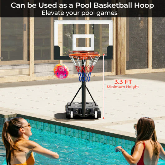 3.3-7 Feet Portable Adjustable Outdoor Kids Basketball Hoop Goal System-White - Image 6