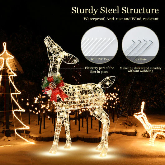 34.5 Inch Lighted Christmas Reindeer Decoration With 50 Warm White LED Lights - Image 7