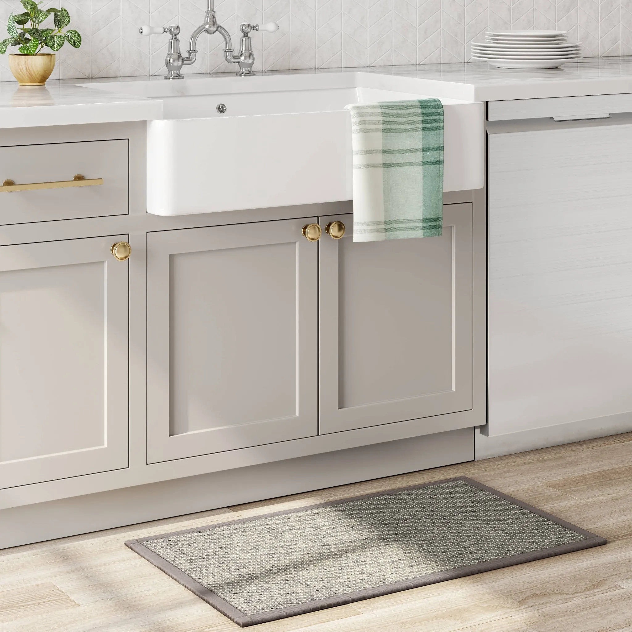 34" x 20" Textured Pet Kitchen Rug Gray - Image 2