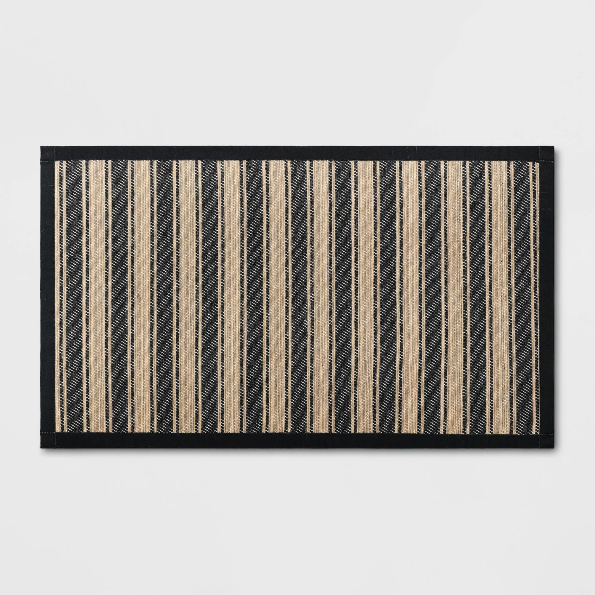 34" x 20" Vintage Striped Kitchen Rug Black/Brown - Threshold™: Skid-Resistant Indoor Runner Mat, Machine Washable