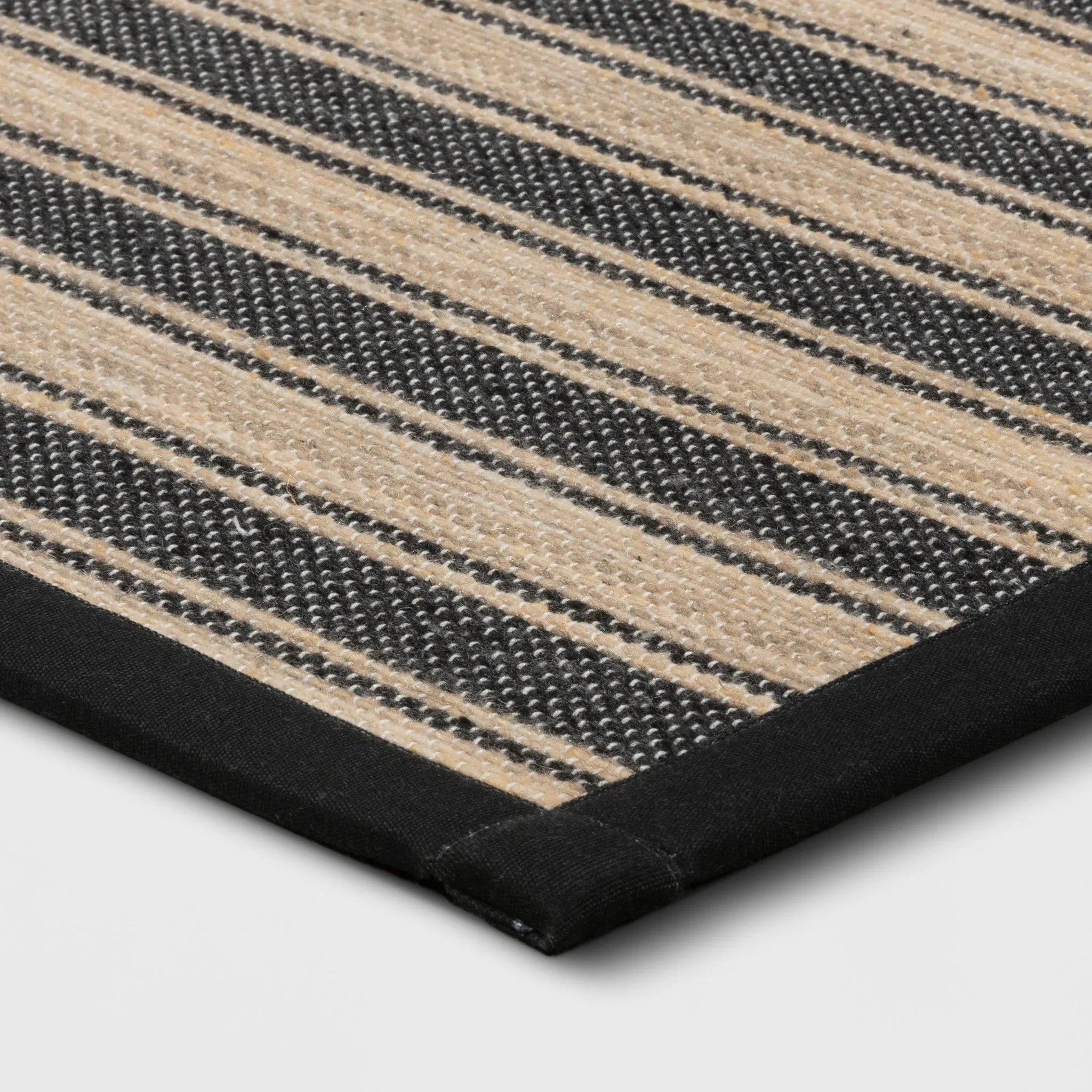 34" x 20" Vintage Striped Kitchen Rug Black/Brown - Threshold™: Skid-Resistant Indoor Runner Mat, Machine Washable - Image 3