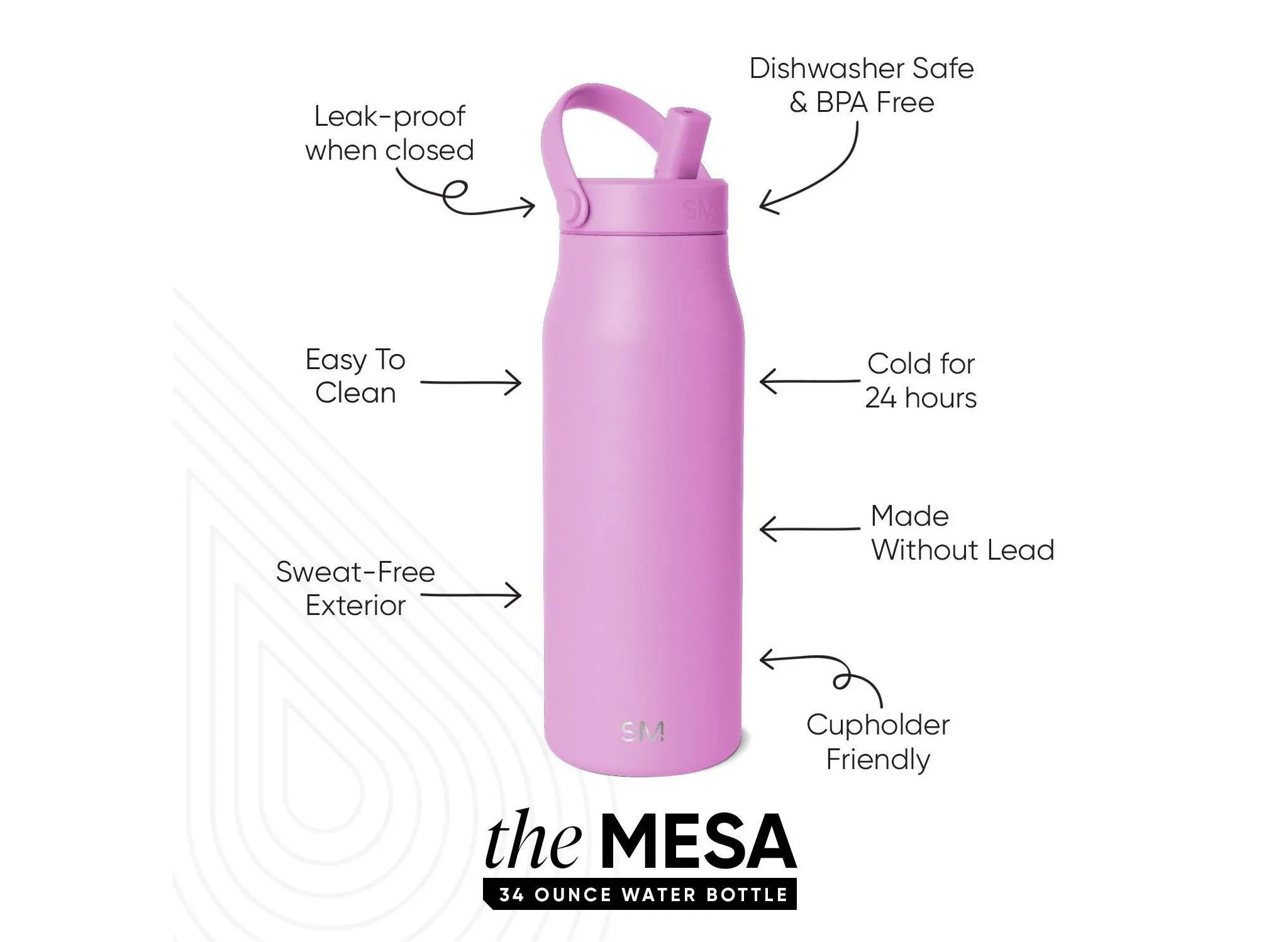 34oz Mesa Lily Water Bottle Light Purple - Image 3